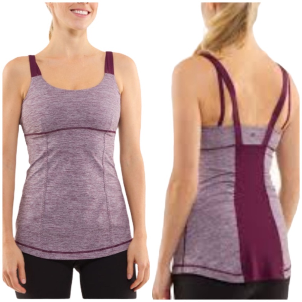 Lululemon Active Strength Tank Size 4 Shelf Bra Heathered Plum Purple